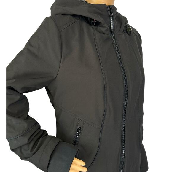 Guess Softshell Hooded Jacket Black Water + Wind Resistant Full Zip Size M - Picture 8 of 11
